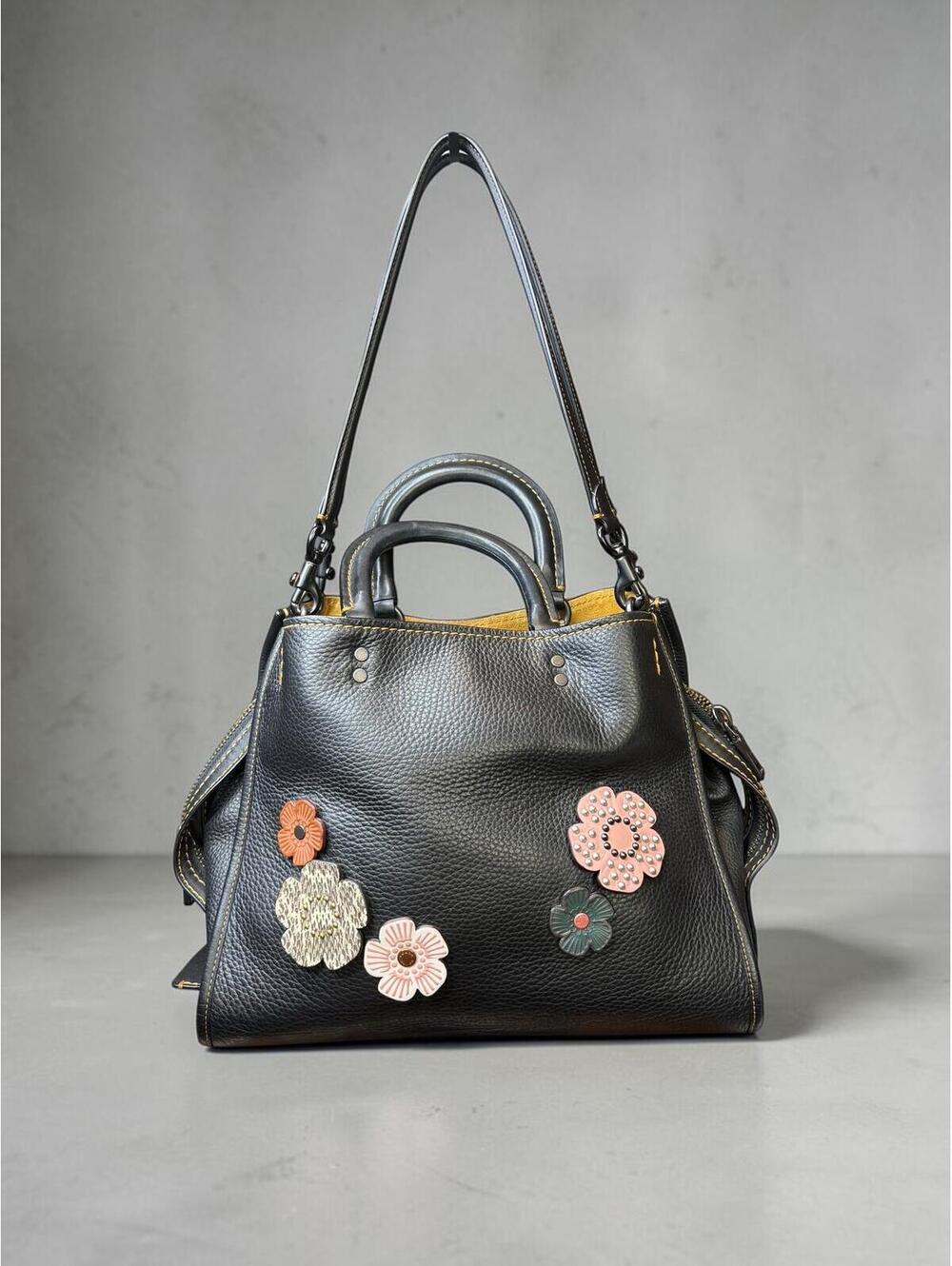 Coach Rogue 31 with Tea Rose Flowers, Glove-Tanned Leather Satchel Rare - Picture 2 of 15